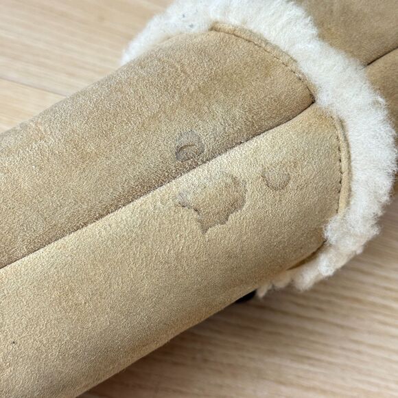 Y2k UGG Suede Shearling Small Purse Shoulder Bag Sheepskin Tan Rockabilly Preppy - Picture 10 of 16